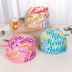 Personalized Colorful Name Word Cloud Adjustable Working Scrub Cap with Sweatband Set of 2 Birthday Appreciation Gift for Nurse Doctor