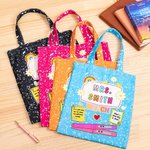 Personalized Colourful Teaching Element Pattern Reusable Canvas Tote Bag Back to School Teacher's Day Gift for Teacher