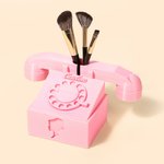 Personalized 3D Pink Doll Inspired Telephone Design Brush Holder with Name Desk Decoration Birthday Gift for Girls Kids