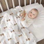Personalisert 1-3 hundeportrett og tass Mykt baby mottakende svøpteppe med navn Baby shower bursdagsgave til nyfødt