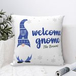 Personalized Cute Blue Gnome Throw Pillow Cover with Name Home Decor Hanukkah Gift for Jewish Family