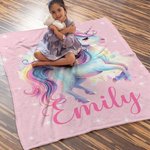 Coperta personalizzata  con nome e fantasia unicorno morbida biancheria per cameretta regalo di compleanno per neonati e bambini