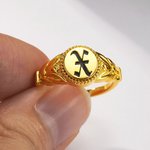 Personalised Vintage Gothic Initial Ring Old English Letter Signet Jewellery Birthday Anniversary Halloween Gift for Women