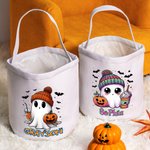 Spersonalizowana torba na cukierki Halloween Cute Ghost Trick or Treat z imieniem i nazwiskiem Halloween Party Gift for Kids