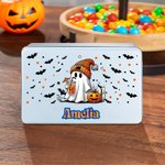 Personalised Cute Ghost Pumpkin Food Grade Metal Sweets Chocolate Tin with Name Halloween Gift for Kids