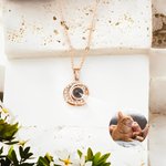 Personalized Concentric Circles Photo Projection Necklace Anniversary Birthday Gift for Women
