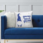 Personalized Cute Blue Gnome Throw Pillow Cover with Name Home Decor Hanukkah Gift for Jewish Family
