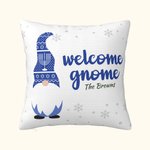 Personalized Cute Blue Gnome Throw Pillow Cover with Name Home Decor Hanukkah Gift for Jewish Family