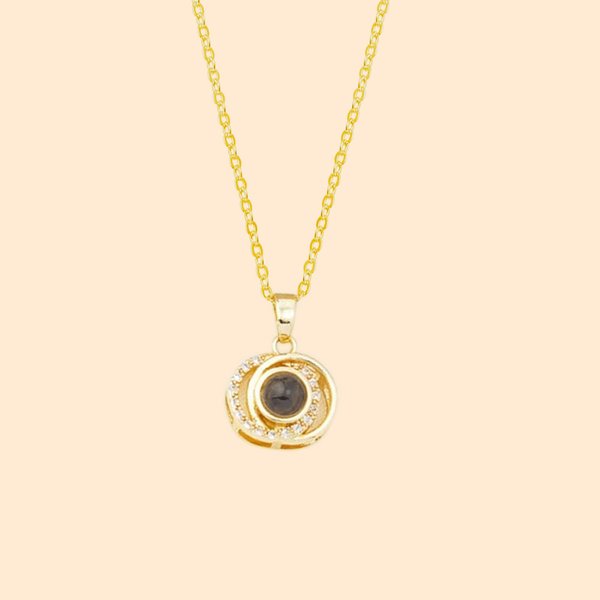 Personalised Concentric Circles Photo Projection Necklace Anniversary Birthday Gift for Women