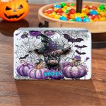 Personlig söt Highland Cow Pumpkin Bat Biscuit Tin Box med namn Halloween Party Present till vänner barn