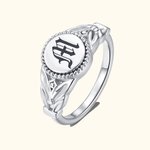 Personalised Vintage Gothic Initial Ring Old English Letter Signet Jewellery Birthday Anniversary Halloween Gift for Women