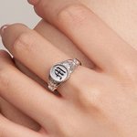 Personalised Vintage Gothic Initial Ring Old English Letter Signet Jewellery Birthday Anniversary Halloween Gift for Women