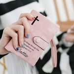 Personalized Cross Style Tri-Fold Name Wristlet Wallet with Card Holder Religious Gift Christmas Gift for Christian Women