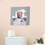 Personalised Funny Dog Cat Reading Newspaper on Toilet Wall Art Painting Pet Portrait Bathroom Decor Housewarming Gift for Pet Owners