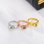 Personalised Vintage Gothic Initial Ring Old English Letter Signet Jewellery Birthday Anniversary Halloween Gift for Women