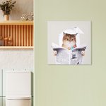 Personalised Funny Dog Cat Reading Newspaper on Toilet Wall Art Painting Pet Portrait Bathroom Decor Housewarming Gift for Pet Owners