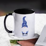 Tazza da caffè in ceramica personalizzata con testo Gnomo carino da 11 oz. Regalo di compleanno Hanukkah per amico di famiglia ebreo