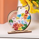 Ornement de bureau personnalisé en bois en forme de pomme avec 1-24 cœurs et texte Décoration de bureau Cadeau d'anniversaire pour professeur