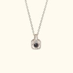Personalized Dainty Square Photo Projection Necklace with Zircon Birthday Anniversary Christmas Gift for Women