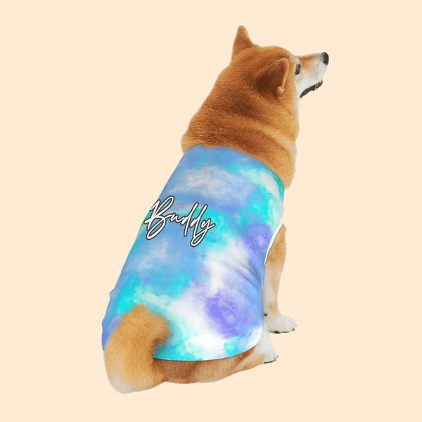 Personalized Multicolor Tie-dyed 100% Cotton Dog Pet Shirt Clothes with Name Pet Gathering Dog Walking Gift for Pet Lovers