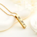 Collier d'Urne Personnalisé avec Gravure Texte ou Fleur de Naissance sur 1-4 Côtés Cadeau de Souvenir pour Femme