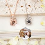 Personalized Dainty Square Photo Projection Necklace with Zircon Birthday Anniversary Christmas Gift for Women