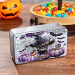 Personlig söt Highland Cow Pumpkin Bat Biscuit Tin Box med namn Halloween Party Present till vänner barn