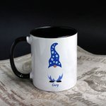 Tazza da caffè in ceramica personalizzata con testo Gnomo carino da 11 oz. Regalo di compleanno Hanukkah per amico di famiglia ebreo