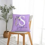 Gepersonaliseerde geboorte bloem initiaal kussenhoes met naam Home Decor Bachelorette Party Gift voor haar 4