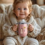 Spersonalizowany kubek niekapek z imieniem i uchwytem Baby Shower Prezent urodzinowy dla dzieci 10 uncji z imieniem i uchwytem