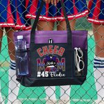 Personalized Multicolor Cheer Mom Large Tote Bag with Name and Number Game Day Birthday Gift for Mother