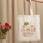 Personalized Autumn Pumpkin Word Cloud Canvas Tote Bag with Name Birthday Halloween Gift for Kids Women