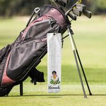 Personalised Colourful Male Female Cartoon Characters Quick Dry Waffle Towel with Name Golf Course Sports Accessories Gift for Golf Lovers