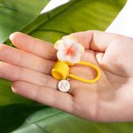 Personalized Plumeria Flower Reusable Set of 2 Straw Toppers with Initial Charms Accessory for Stanley Tumbler Birthday Gift for Her