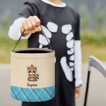Spersonalizowany wiaderko na cukierki z imieniem i nazwiskiem na Halloween dla chłopców i dziewczynek