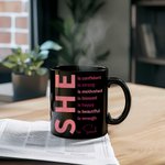 Spersonalizowany kubek do kawy Self Care She Is Motivational 11oz Black Ceramic z imieniem i inspirującymi cytatami Zachęta Afirmacja Prezent dla kobiet