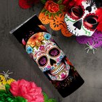 Personalized Floral Mexican Sugar Skull 20oz Skinny Tumbler with Lid and Straw Day of the Dead Halloween Gift for Family Skull Lovers