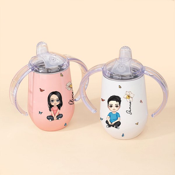 Spersonalizowany kubek niekapek z imieniem i uchwytem Baby Shower Prezent urodzinowy dla dzieci 10 uncji z imieniem i uchwytem
