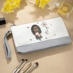 Trousse de Maquillage Personnalisée avec Personnage Nom Fleur de Naissance Sac Cosmétique avec Bracelet Cadeau Mariage Anniversaire pour Femme Fille