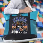 Personalized Multicolor Cheer Mom Large Tote Bag with Name and Number Game Day Birthday Gift for Mother