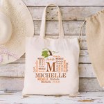Personalized Autumn Pumpkin Word Cloud Canvas Tote Bag with Name Birthday Halloween Gift for Kids Women