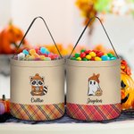 Spersonalizowany wiaderko na cukierki z imieniem i nazwiskiem na Halloween dla chłopców i dziewczynek
