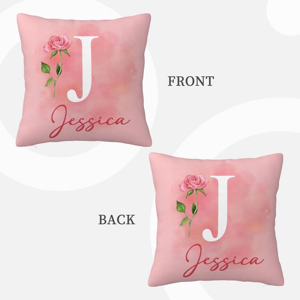 Gepersonaliseerde geboorte bloem initiaal kussenhoes met naam Home Decor Bachelorette Party Gift voor haar 9