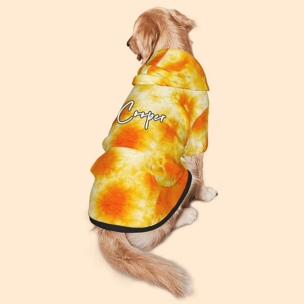 Personalized Multicolor Tie-dyed Dog Pet Hoodie Cloth with Name Pet Gathering Dog Walking Gift for Pet Lovers