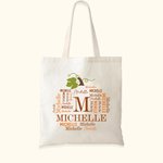 Personalized Autumn Pumpkin Word Cloud Canvas Tote Bag with Name Birthday Halloween Gift for Kids Women