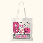 Personalisierte Kürbis Boo Cartoon Junge Mädchen Geist Trick or Treat Canvas Tragetasche mit Namen Tote Bag Halloween Festival Geschenk für Kinder