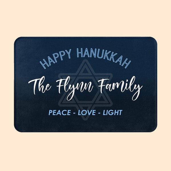 Personalized Happy Hanukkah Star of David Non-slip Door Mat with Text Jewish Festival Party Home Decor Gift for Family Friend