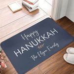 Gepersonaliseerde Happy Hanukkah Olive Branch Non-slip deurmat met tekst Joods Festival Party Home Decor Gift voor familie Vriend