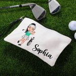 Sac de maquillage de golf personnalisé avec nom Accessoires de golf Cadeau d'anniversaire pour les femmes, les hommes et les amateurs de golf