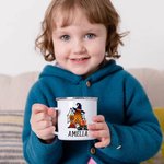 Taza esmaltada personalizada con nombre e inicial en forma de calabaza, murciélago y tela de araña de 11oz.